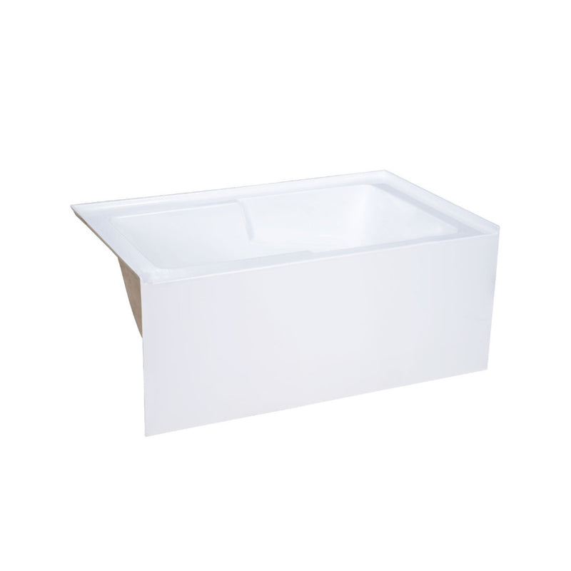 Voltaire 54 x 30 Skirted Left Drain Soaking Apron Bathtub in Glossy White with Integrated Overflow and Armrest, Drain Included