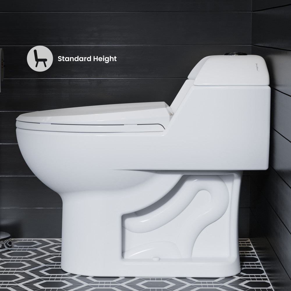 Chateau One Piece Elongated Toilet Dual Flush, Black Hardware 1.1/1.6 gpf