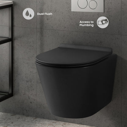 Calice Wall-Hung Round Toilet Bowl in Matte Black