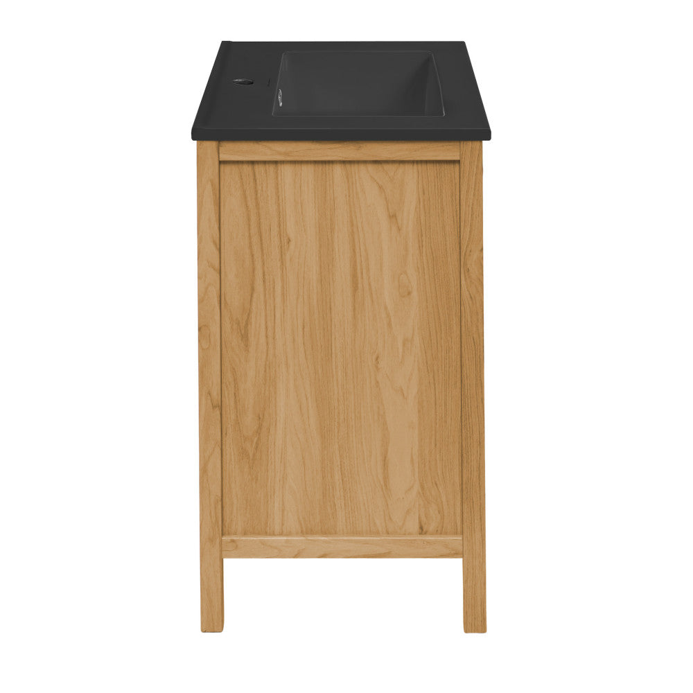 Chateau 24" Freestanding Bathroom Vanity in Golden Oak with Black Sink Top