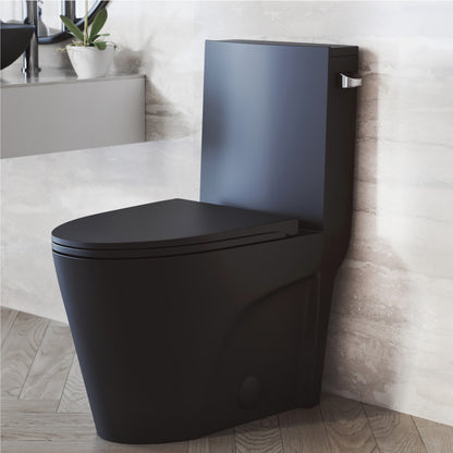St. Tropez One-Piece 14" Rough-in 1.28 GPF Right-Hand Vortex Flush Elongated Toilet in Matte Black