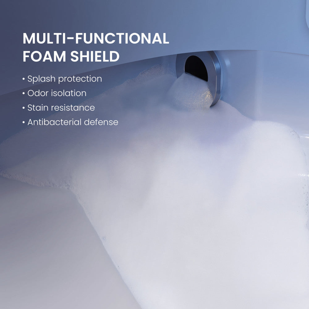 Viro V20 Smart Toilet 12” Rough-in ADA Height in Glossy White with Foam Shield, Integrated Tank, Auto Open/Close, Foot Sensor