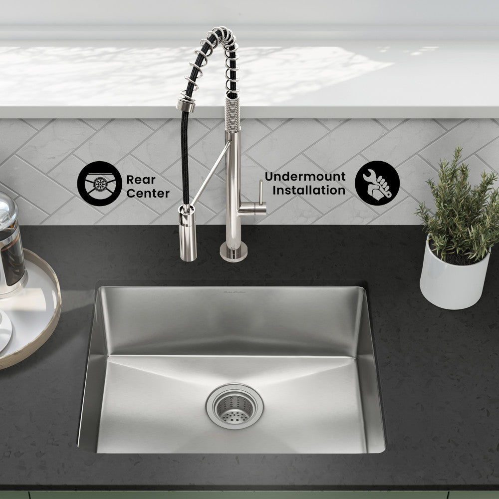 Rivage 23" 16 Gauge Stainless Steel Undermount Kitchen Sink in Polished Chrome