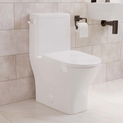 Sublime II One-Piece 12" Rough-in 1.28 GPF Left Flush Round Compact Toilet in Glossy White (6 - Pack)