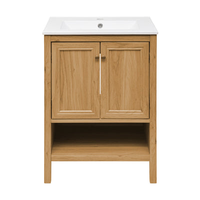 Chateau 24" Freestanding Bathroom Vanity in Golden Oak with Sink Top