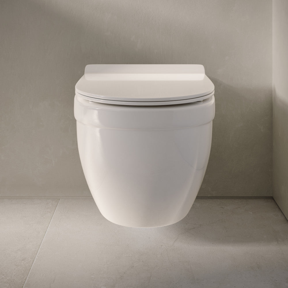 Ivy Wall Hung Elongated Toilet Bowl, Black Hardware