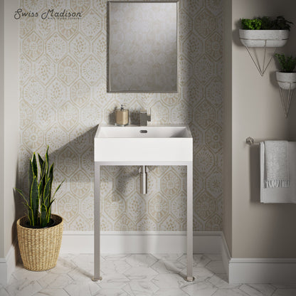 Concorde 24" Rectangle Console Sink with Matte Silver Legs