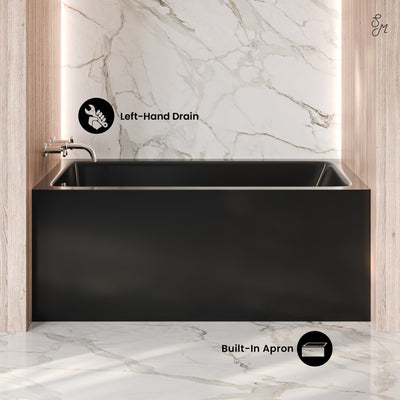 Voltaire 54 x 30 Skirted Left Drain Soaking Apron Bathtub in Glossy Black