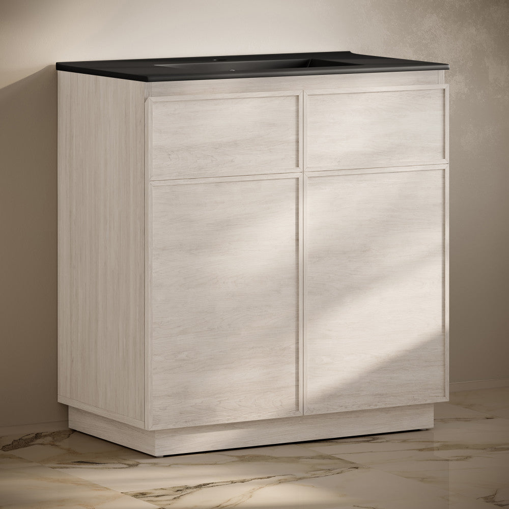 St. Tropez 36" Freestanding Bathroom Vanity in White Oak with Black Sink Top