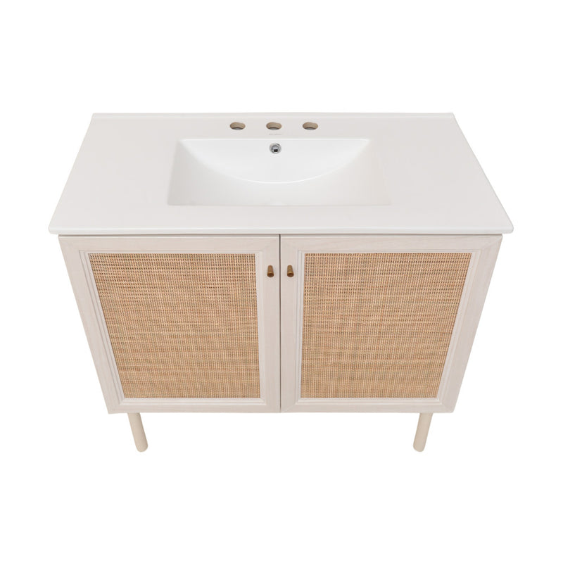 Classe 36" Freestanding Bathroom Vanity in White Oak with 3-Hole Widespread Sink Top