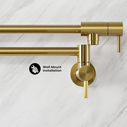 Ivy Retractable Wall-Mounted Pot Filler in Brushed Gold