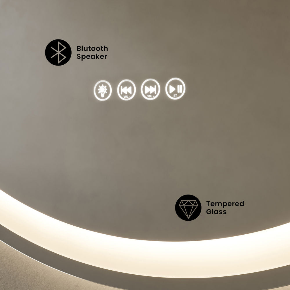 Monaco 32" Round LED Anti-Fog Smart Mirror with Bluetooth