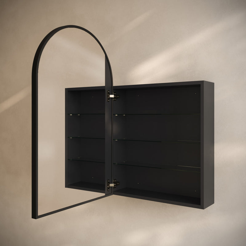 Porte 20 x 30 Arched Recessed/Wall Mount Medicine Cabinet with Mirror in Black