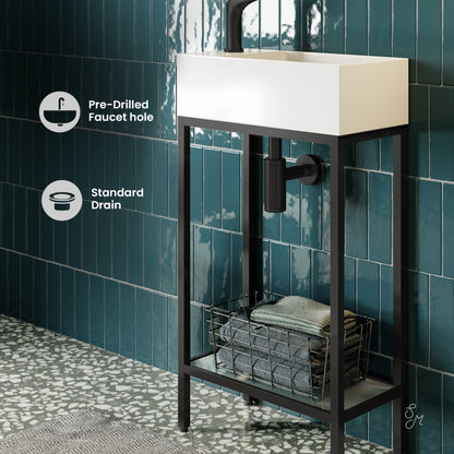 Pierre 19.5 Single, Freestanding, Open Shelf, Matte Black Frame Bathroom Vanity