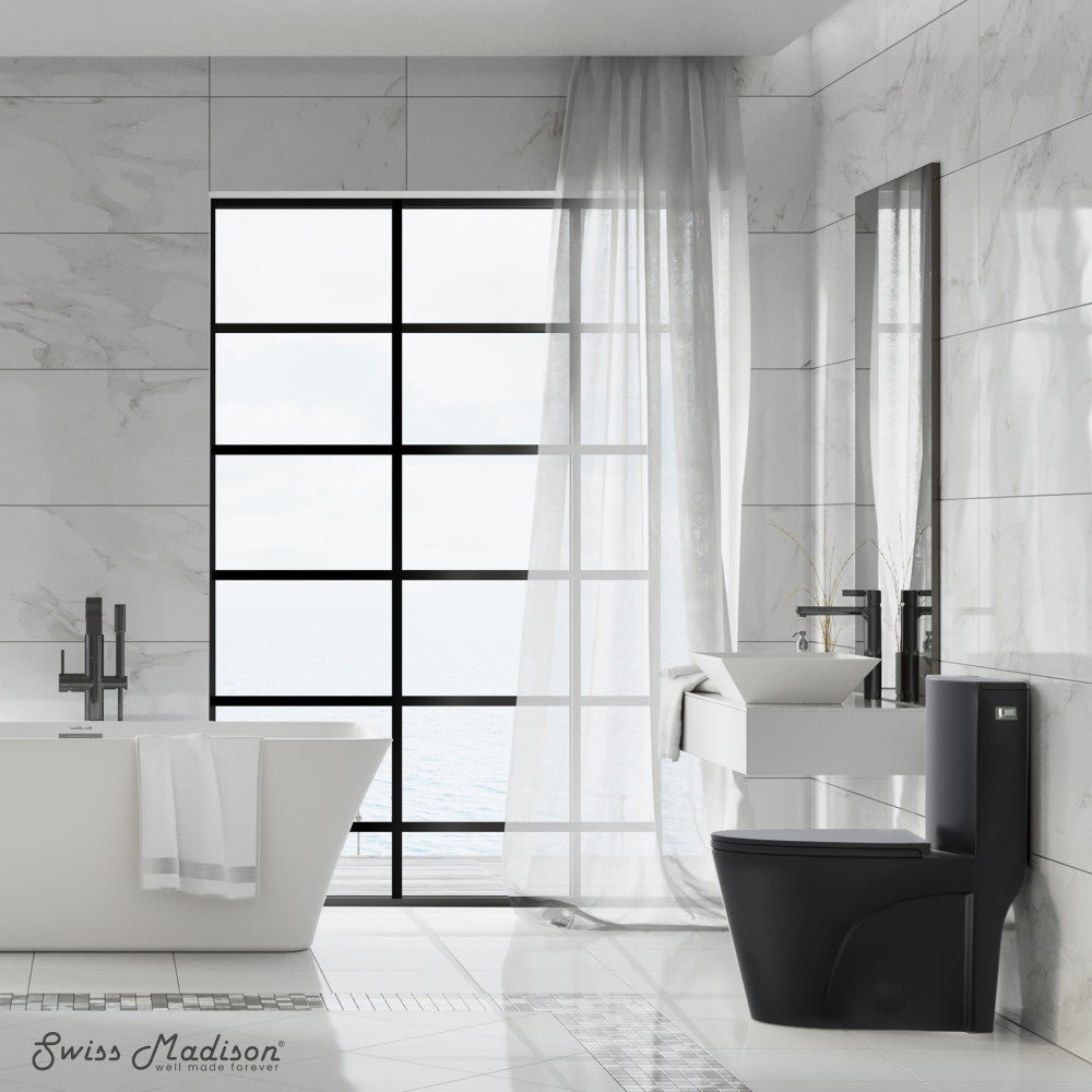 St. Tropez One-Piece 12" Rough-in 1.28 GPF Right-Hand Vortex Flush Elongated Toilet in Matte Black