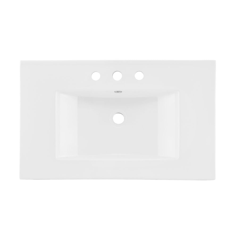 30" 3-Hole Centerset Vanity Sink Top in Glossy White
