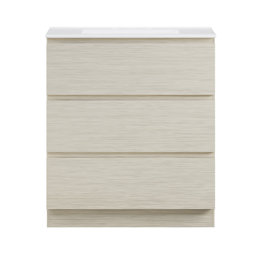 Liberte 30" Freestanding Bathroom Vanity in White Oak with 3-Hole Widespread Sink Top