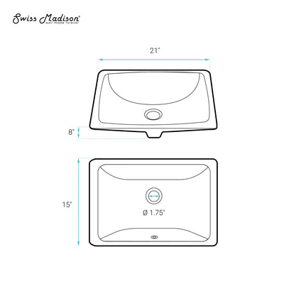 Plaisir 21 Rectangular Under-Mount Bathroom Sink