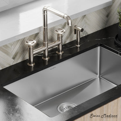 Avallon Pro Widespread Kitchen Faucet with Side Sprayer in Brushed Nickel