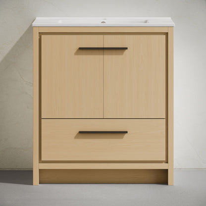 Virage 30" Freestanding Bathroom Vanity in Natural Oak with Sink Top