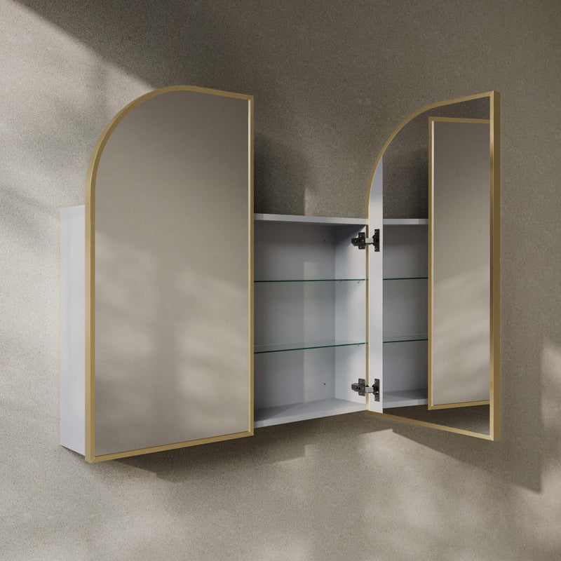 Porte 32 x 31 Arched Recessed/Wall Mount Medicine Cabinet with Mirror in Gold