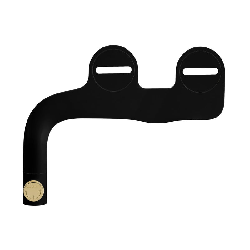 Aqua Non-Electric Bidet Toilet Attachment in Glossy Black with Polished Gold Hardware