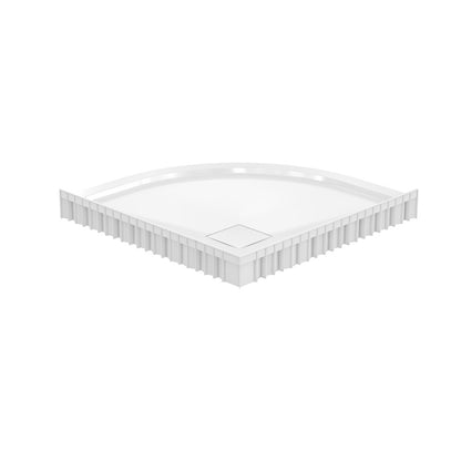 Marquette 32" x 32" Round Corner Double-Threshold Shower Pan Base with Center Drain in Glossy White