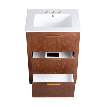 Daxton 24" Freestanding Bathroom Vanity in Brown Oak with 3-Hole Centerset Sink Top