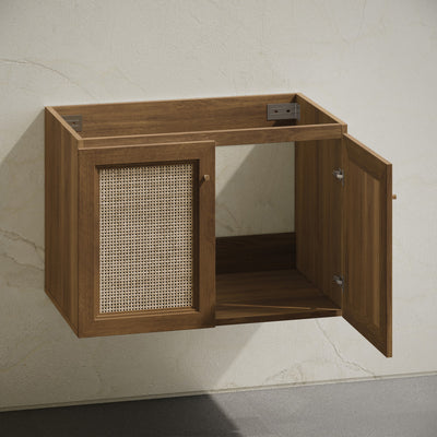 Classe 30" Wall-Mounted Bathroom Vanity in Brown Oak without Sink Top