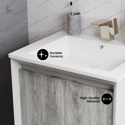 Marseille 24 Single, Two Doors, Open Shelf Bathroom Vanity