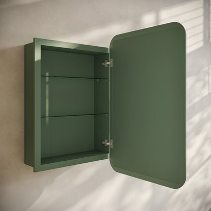 Plaisir 18 x 27 Recessed/Wall Mount Medicine Cabinet with Mirror in Green