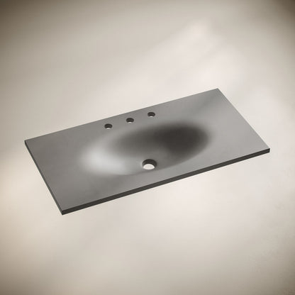 36" 3-Hole Widespread Concrete Vanity Sink Top in Matte Dark Gray