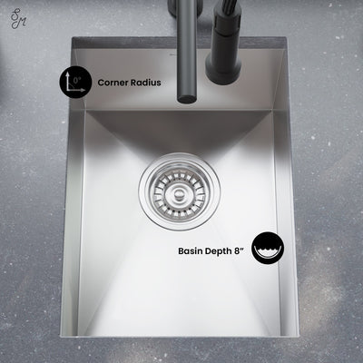 Tourner 14 x 18 Stainless Steel, Single Basin, Undermount Kitchen Sink