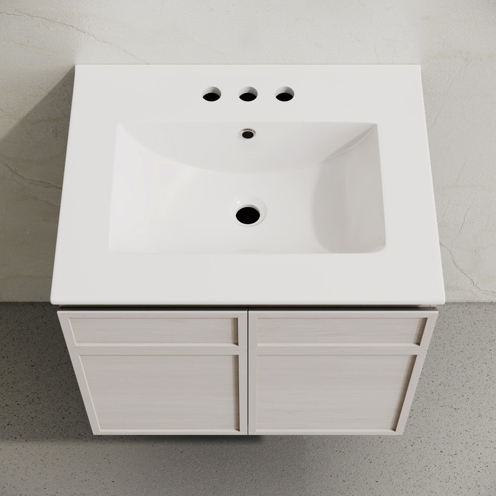 St. Tropez 24" Wall-Mounted Bathroom Vanity in White Oak with 3-Hole Centerset Sink Top