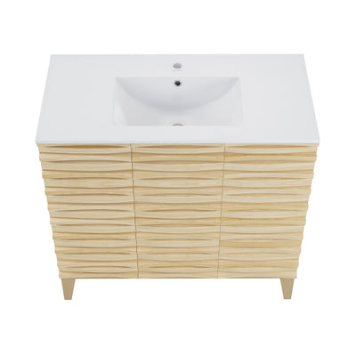 Cascade 36" Freestanding Bathroom Vanity in Natural oak with Sink Top