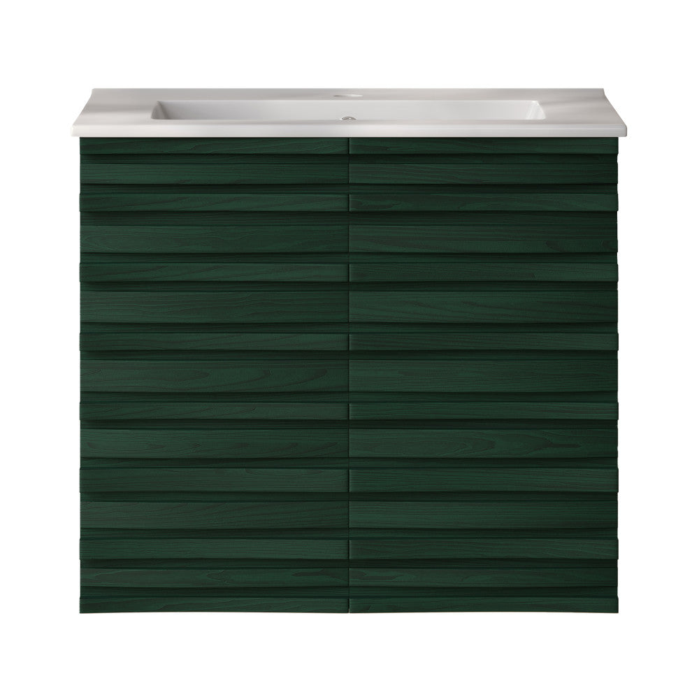 Cascade 24" Wall-Mounted Bathroom Vanity in Green Oak with Sink Top