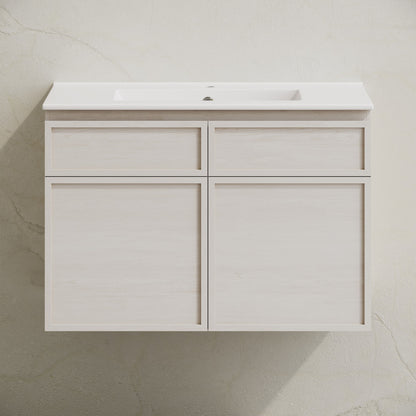 St. Tropez 30" Wall-Mounted Bathroom Vanity in White Oak with Sink Top