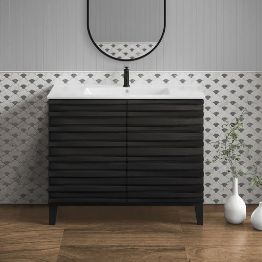 Cascade 30" Freestanding Bathroom Vanity in Black Oak with Sink Top