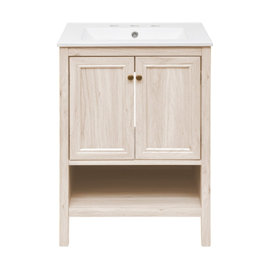 Chateau 24" Freestanding Bathroom Vanity in White Oak with 3-Hole Widespread Sink Top