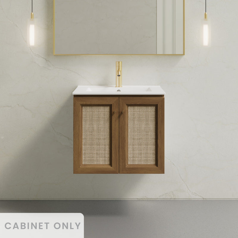 Classe 24" Wall-Mounted Bathroom Vanity in Brown Oak without Sink Top