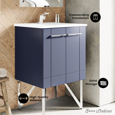 Annecy 24" Freestanding Bathroom Vanity in Purple with Sink Top