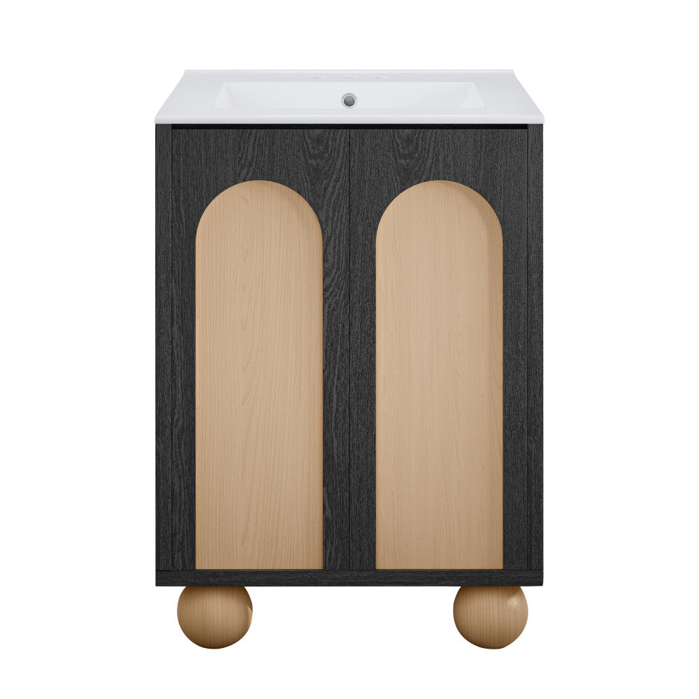 Plaisir II 24" Freestanding Bathroom Vanity in Black Oak with 3-Hole Centerset Sink Top