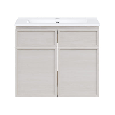 St. Tropez 24" Wall-Mounted Bathroom Vanity in White Oak with Sink Top