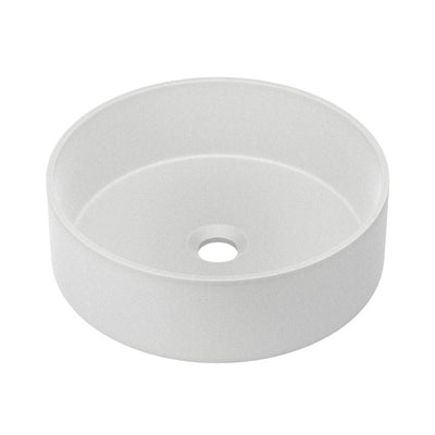 Lisse 14.5" Concrete Round Vessel Sink in Matte White