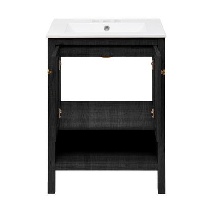 Chateau 24" Freestanding Bathroom Vanity in Black Oak with 3-Hole Centerset Sink Top