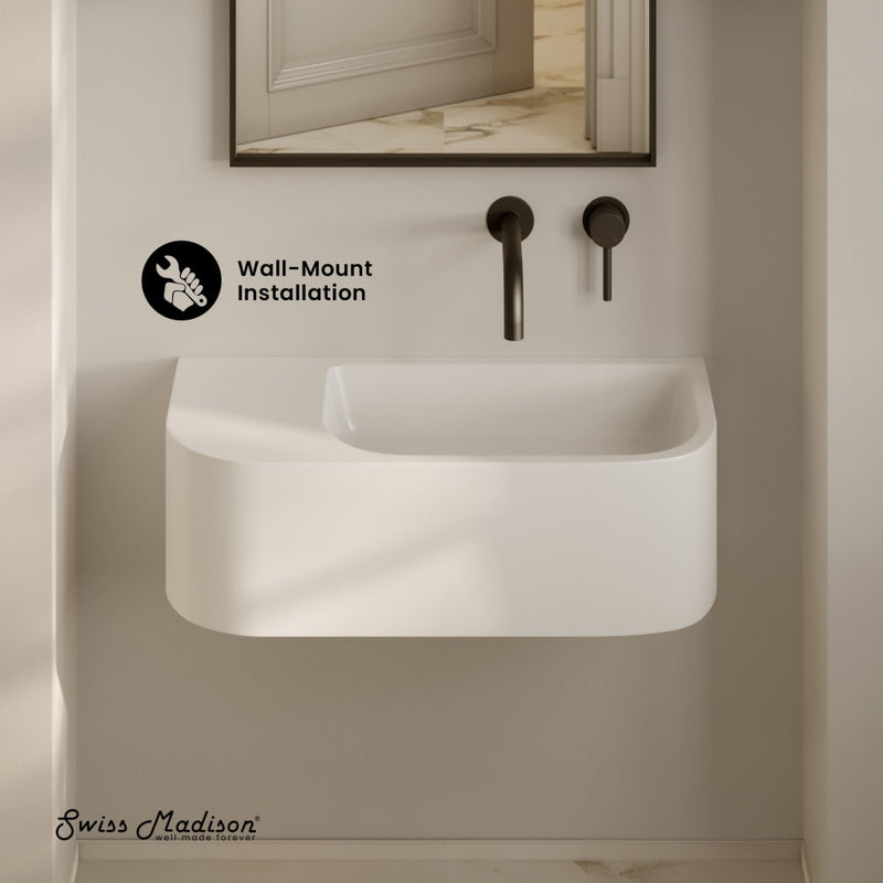 Carre 25" Solid Surface Oval Wall-Mounted Sink In Matte White