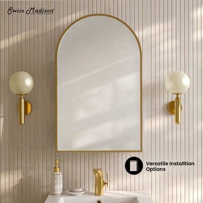 Porte 20 x 30 Arched Recessed/Wall Mount Medicine Cabinet with Mirror in Gold