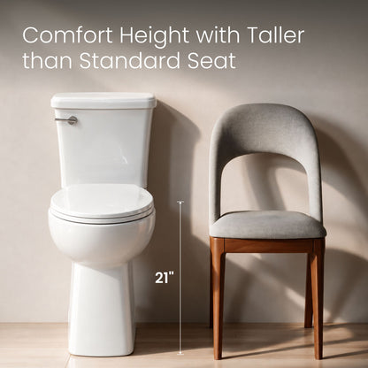 Classe Extra Tall Two-Piece 12" Rough-in 1.28 GPF Elongated Toilet – 21" Bowl Height – Glossy White