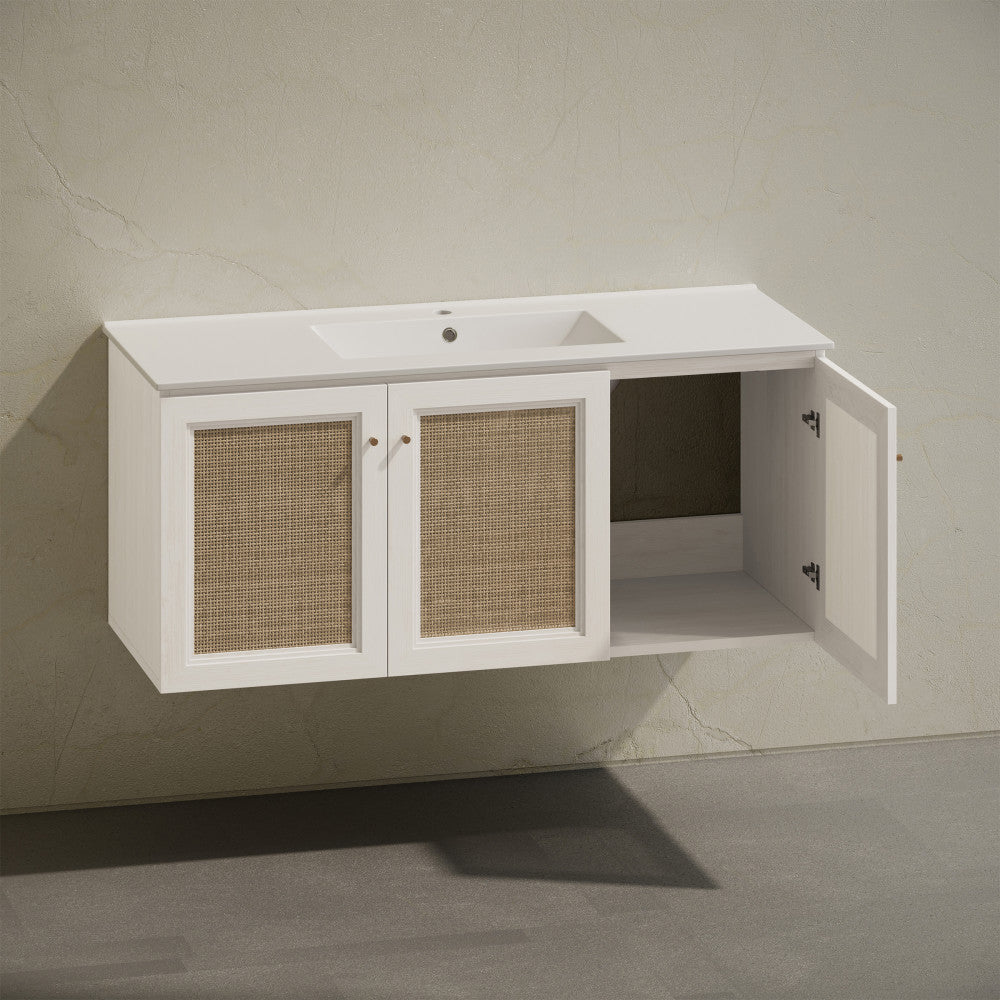 Classe 48" Wall-Mounted Bathroom Vanity in White Oak with Single Faucet Hole Vanity Top