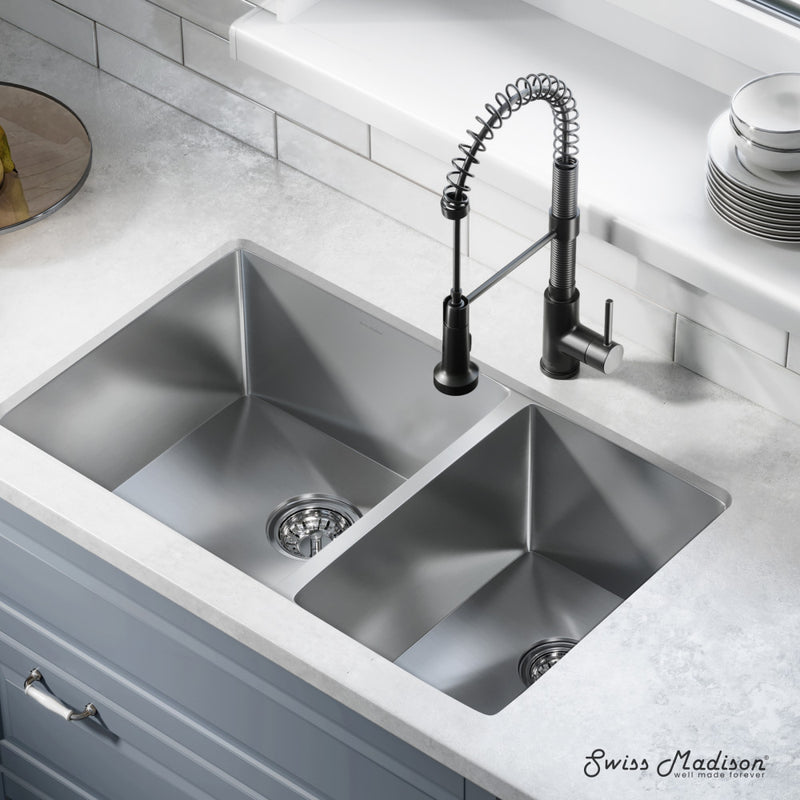 Rivage 33 x 20 Stainless Steel, Dual Basin, Undermount Kitchen Sink